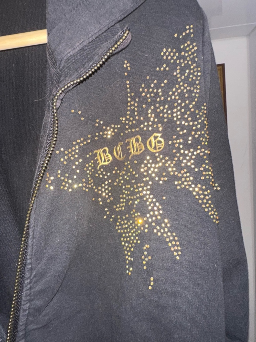 BCBG Black Hoodie with Gold Stud Starburst butterfly pant suit!